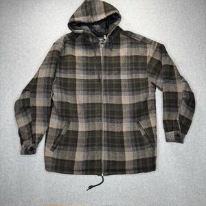 Vintage Quilt Lined Plaid Flannel Jacket Wool Size M Hooded 90s grunge